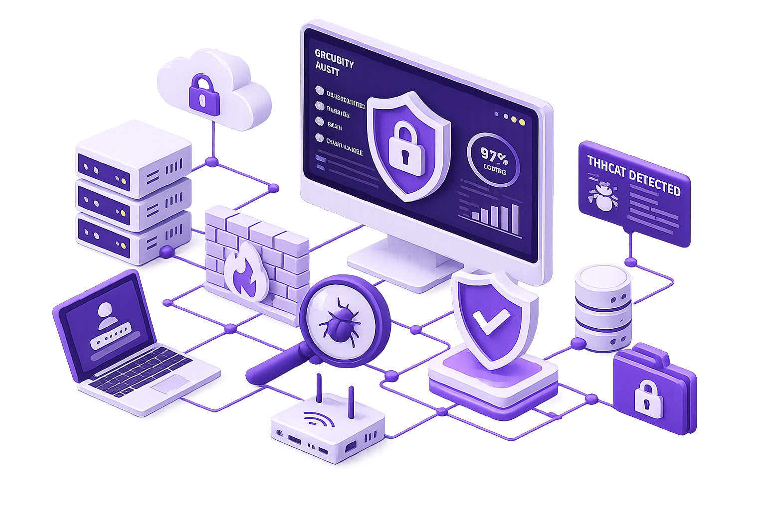 Network Security Audit Infrastructure Assessment Illustration