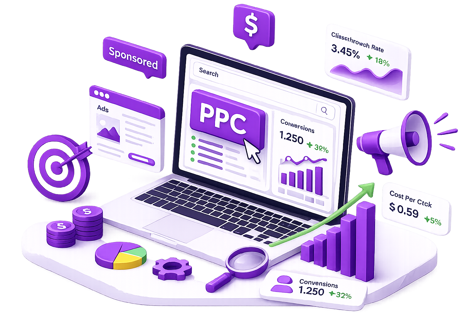 Pay Per Click Marketing Illustration